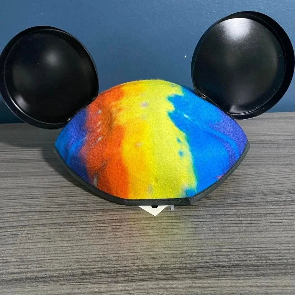 Vintage Disney Mickey Mouse‎ Rainbow Tie-Dye Ears Hat (Adult Size)